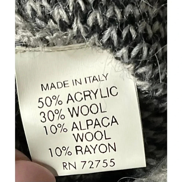 Elisabetta plaid wool alpaca blend cowl neck poncho sweater Italy L. - Picture 6 of 8